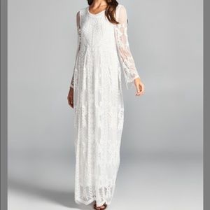 NWT Orange Creek White Embroidered Maxi Dress M/L